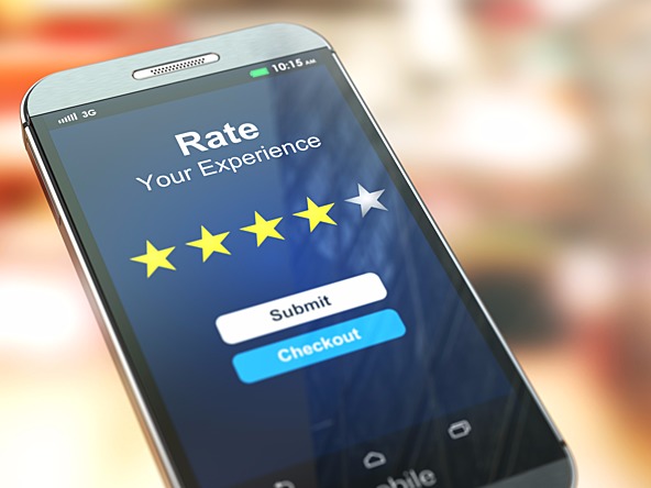 Mobile displaying customer experience survey